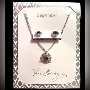 NWT Vera Bradley September Birthday Sapphire Color Necklace And Earrings Set
